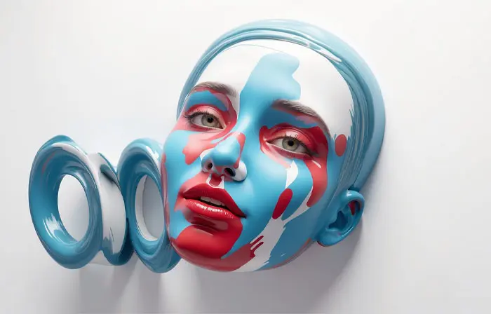 Artistic Lady's Face 3D Style 3D Art Design Illustration
